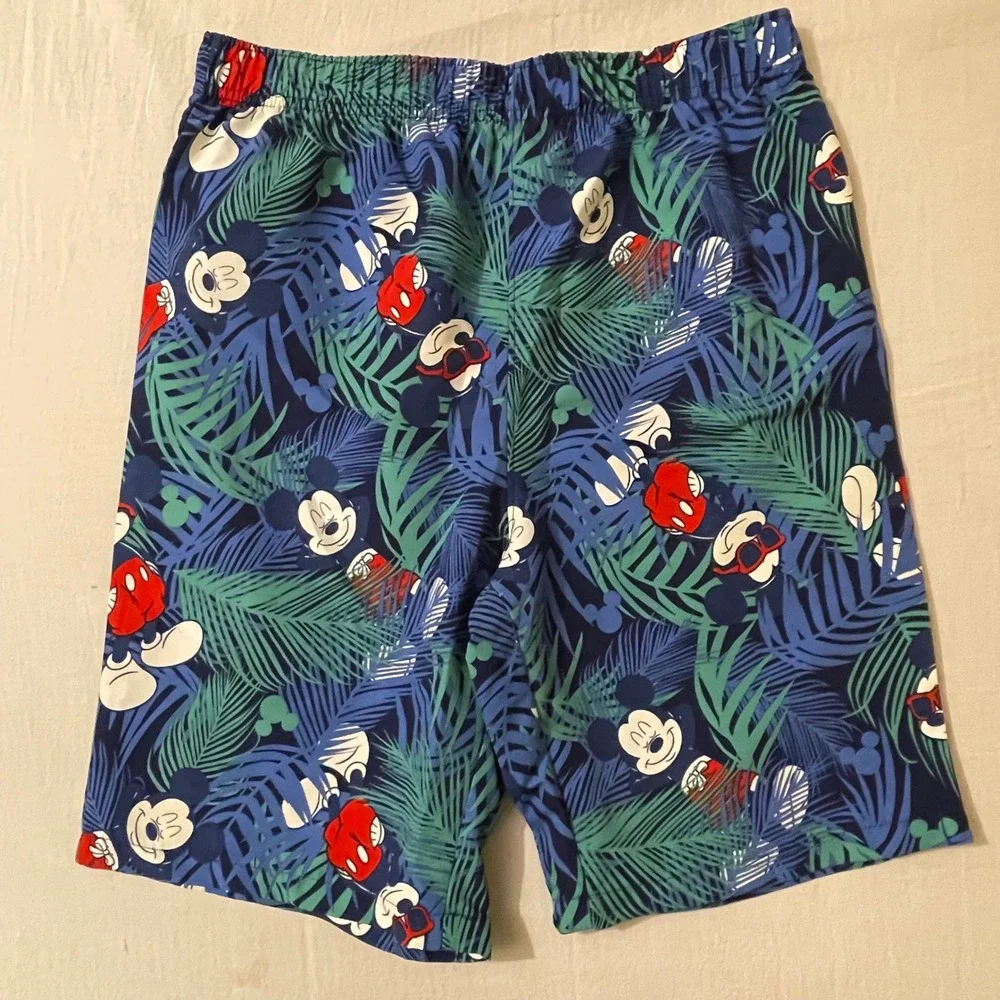 Disney Mickey Mouse Hawaiian Shirt Shorts Set Youth XL Tropical Palm Button Down